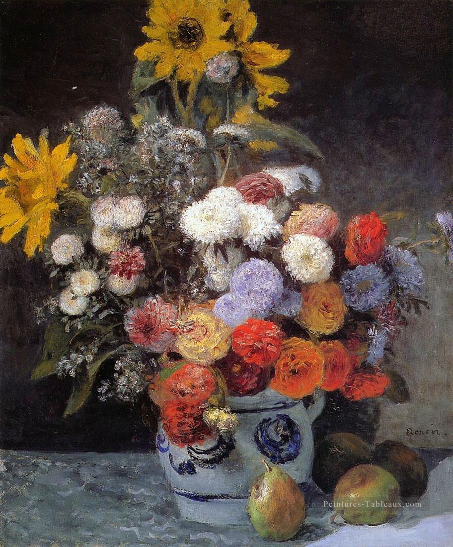 Fleurs mélangées dans un pot en terre cuite Pierre Auguste Renoir Peintures à l'huile